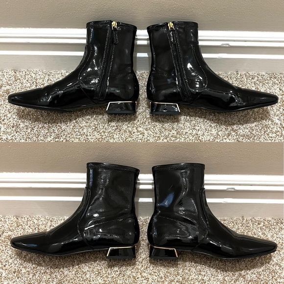 Tory Burch Womens Gigi Patent Stretch Ankle Boot Black and Gold Size 8.5 - Picture 7 of 15